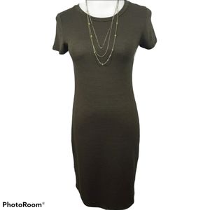 Forever 21 Midi Bodycon Dress Olive Green Small
